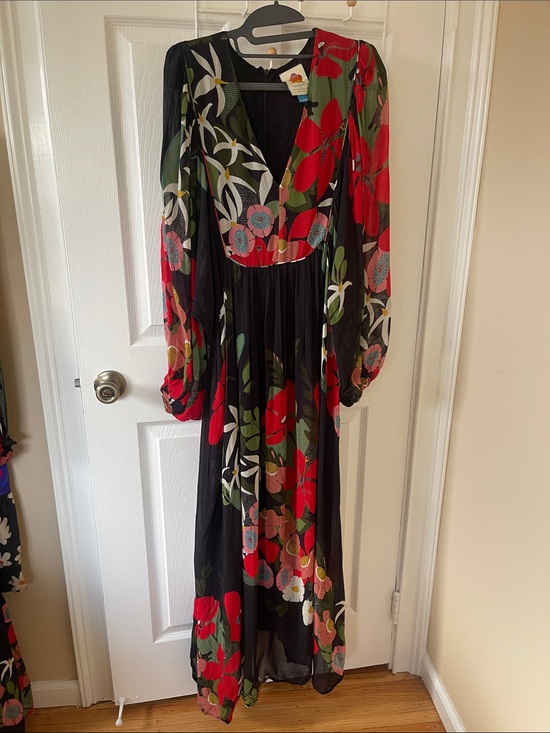 FARM Rio Dresses & Skirts - Women's Black Floral Long Sleeve V-Neck Maxi Dress